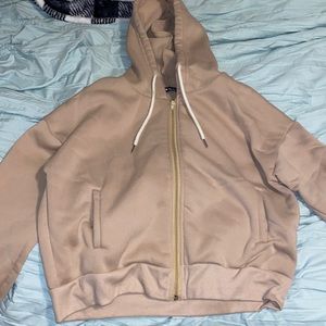 Tan Zip Up Hoodie